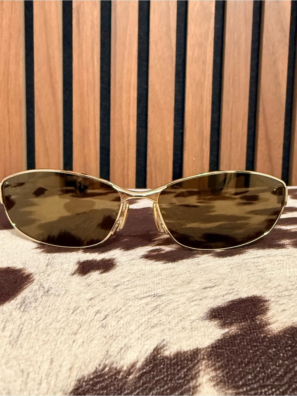 Balenciaga Gold Frame square Lens Women's Sunglasses y2k